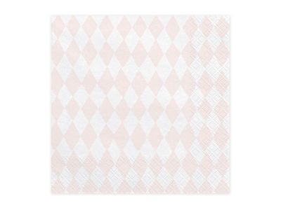 Servetter, rutmönster rosa, 20-pack