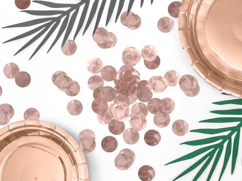 Konfetti, roséguld metallic, runda