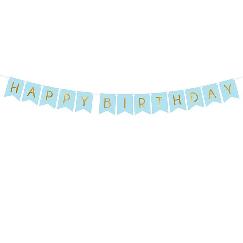 Happy Birthday vimpel blå