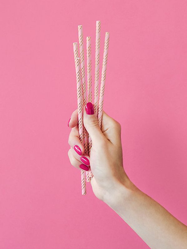 Pappsugrör, guld rosa, 10-pack