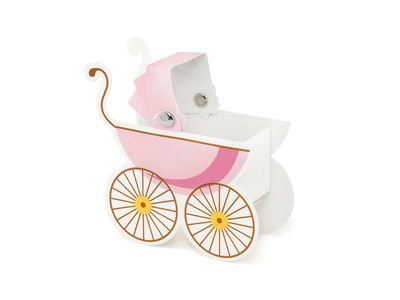 Tårtdekoration, barnvagn, rosa
