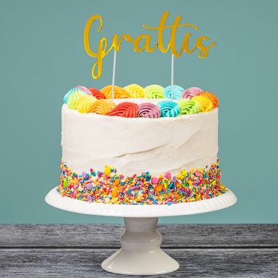 Cake topper, Grattis, guld