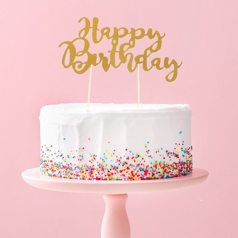 Cake topper, Happy Birthday, guld