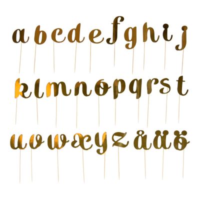 Cake topper, bokstäver, guld