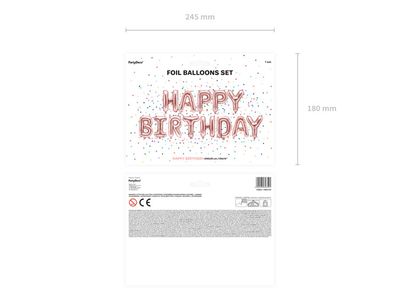 Folieballong, Happy Birthday, roséguld