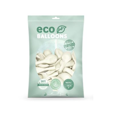 Ballong EKO, metallic vit, 100-pack