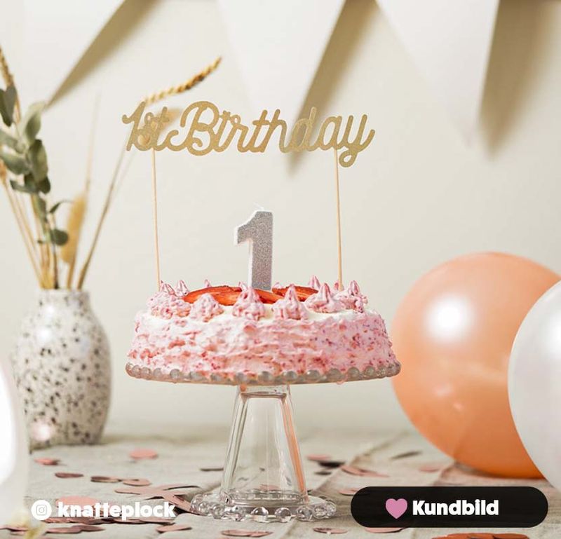 Cake topper 1st Birthday, guld
