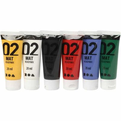 Akrylfärg, standardfärg, matt, 6-pack