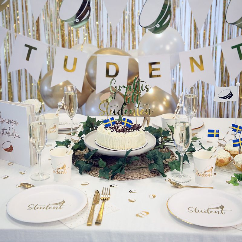 Flaggvimpel, Student, vit & guld