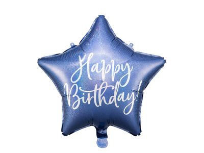 Folieballong, Happy Birthday, Stjärna, Blå