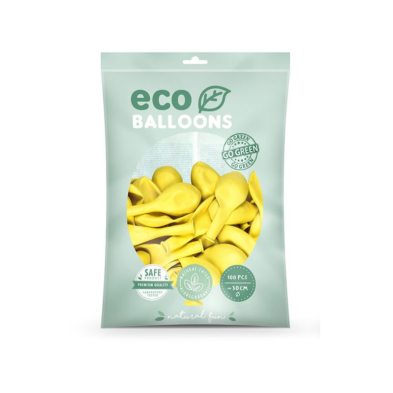 Ballong EKO, metallic gul, 100-pack