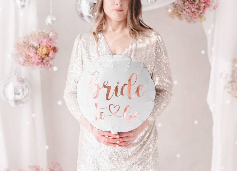 Folieballong, Bride to be, roséguld/vit