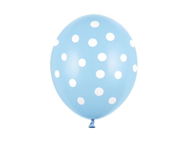 Ljusblåa ballonger med prickar
