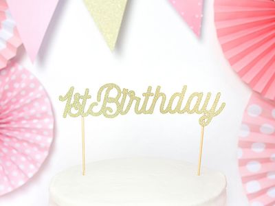 Cake topper 1st Birthday, guld