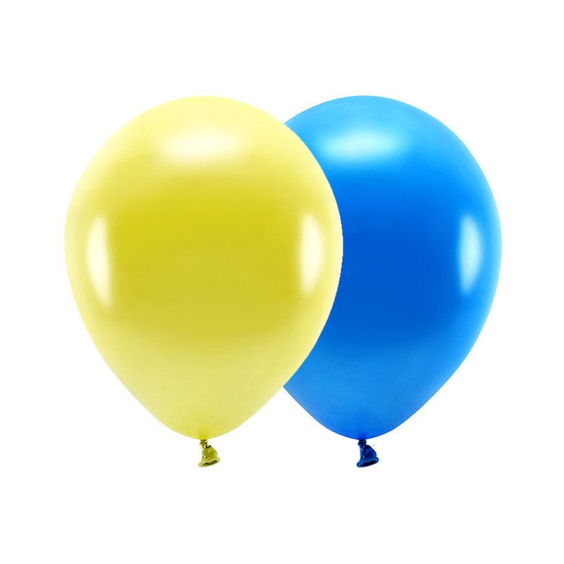 Ballong EKO, gul & blå mix, 20-pack