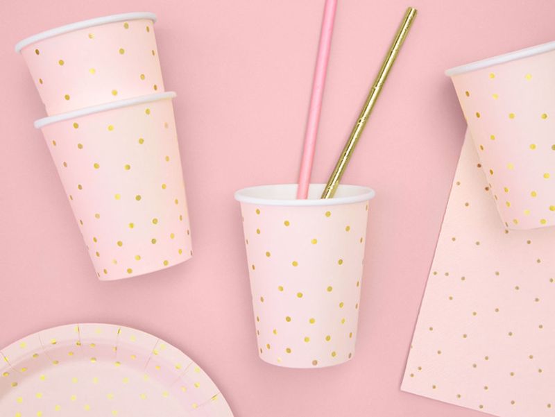 Pappmugg Rosa & Guld, 6-pack