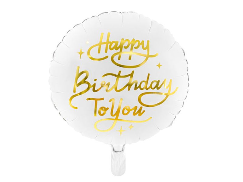 Folieballong, Happy Birthday, vit
