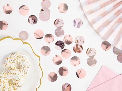 Konfetti, roséguld metallic, runda