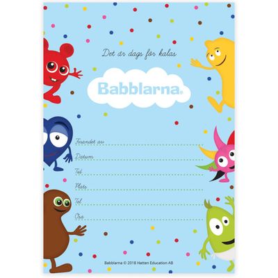 Inbjudningskort, Babblarna, 8-pack