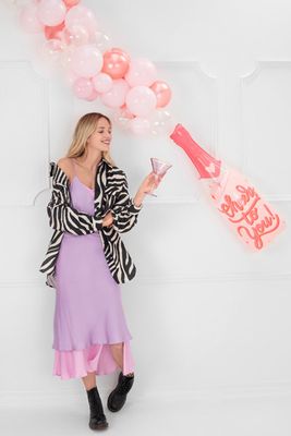 Folieballong, rosa flaska