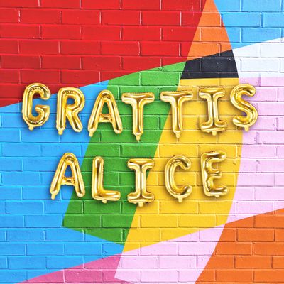 Bokstavsballonger, guld, eget namn & grattis