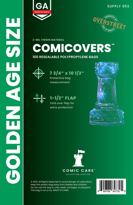 COMICARE GOLDEN PP RESEALABLE BAGS (PACK OF 100)