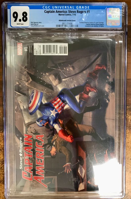 CGC 9,8 CAPTAIN AMERICA: STEVE ROGERS #1 CVR VAR HILDEBRANDT