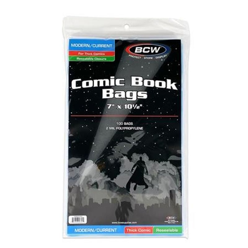 BCW RESEALABLE CURRENT MODERN COMIC BAGS THICK (PACK OF 100)