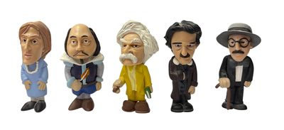 Fem st. minifigurer, klassiska författare