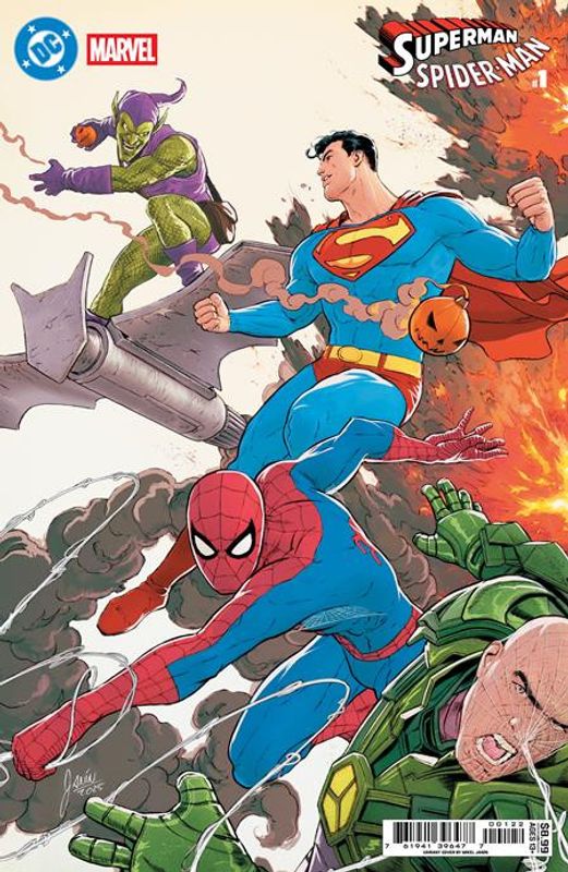 DC MARVEL SUPERMAN SPIDER-MAN #1 (ONE SHOT) CVR J MIKEL JANIN SUPERMAN & SPIDER-MAN VS LEX LUTHOR & GREEN GOBLIN CARD STOCK VAR