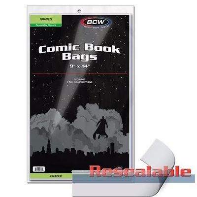 BCW RESEALABLE BAG FOR GRADED COMICS 9 X 14 (PACK OF 100)