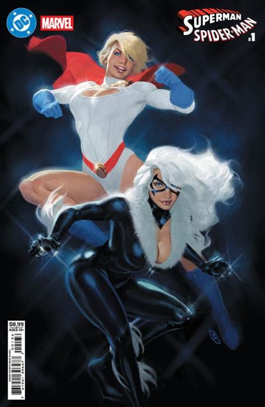 DC MARVEL SUPERMAN SPIDER-MAN #1 (ONE SHOT) CVR V DAVID TALASKI POWER GIRL & BLACK CAT CARD STOCK VAR
