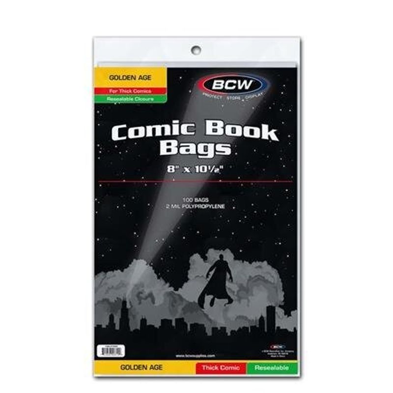 BCW RESEALABLE GOLDEN COMIC BAGS THICK (PACK OF 100)