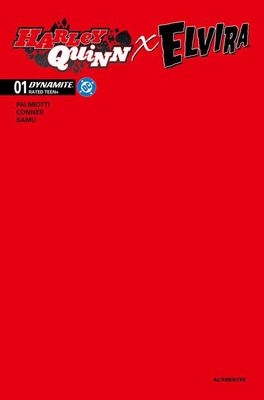 HARLEY QUINN X ELVIRA #1 CVR W FIERY RED BLANK AUTHENTIX FOC BONUS VAR