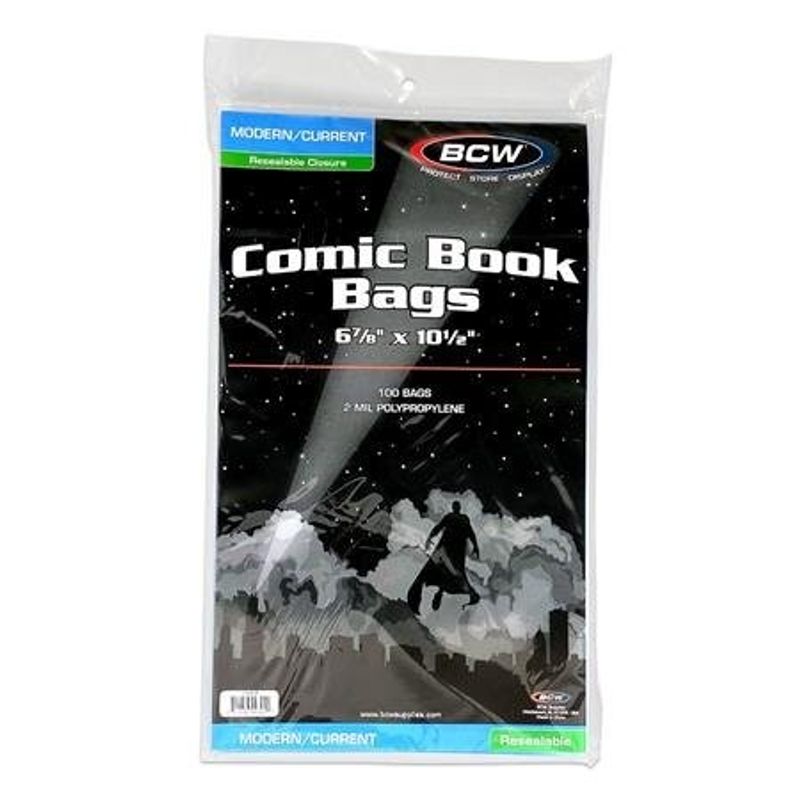 BCW RESEALABLE CURRENT MODERN COMIC BAGS (PACK OF 100)