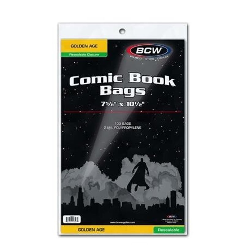 BCW RESEALABLE GOLDEN COMIC BAGS (PACK OF 100)