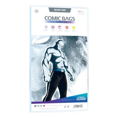 Comic Bags Ultimate Guard Silver size Resealable - 100 pack