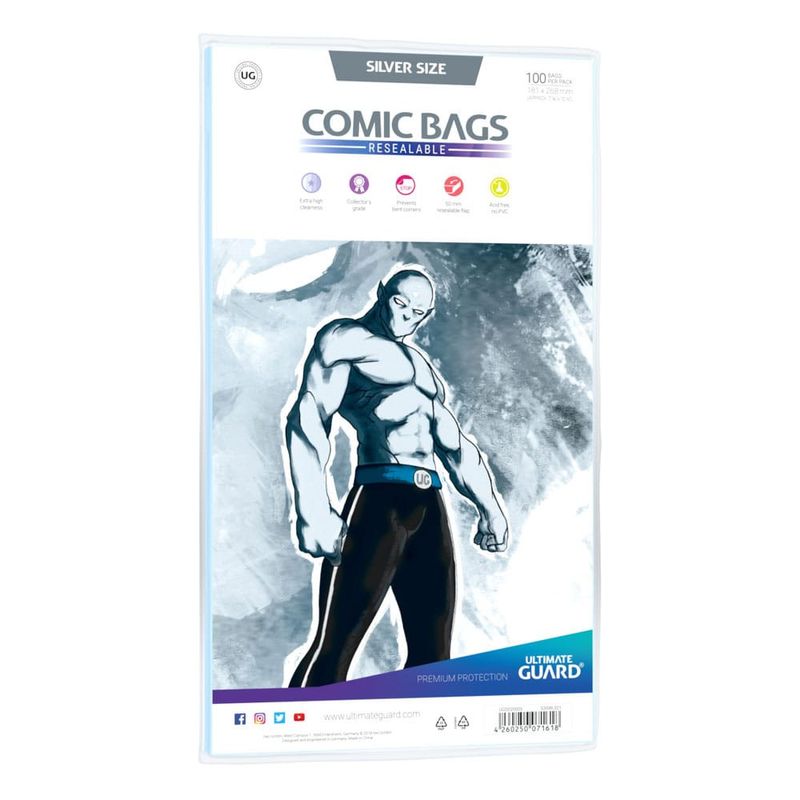 Comic Bags Ultimate Guard Silver size Resealable - 100 pack