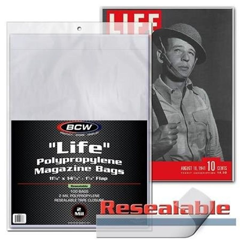 BCW RESEALABLE LIFE MAGAZINE BAGS (PACK OF 100)