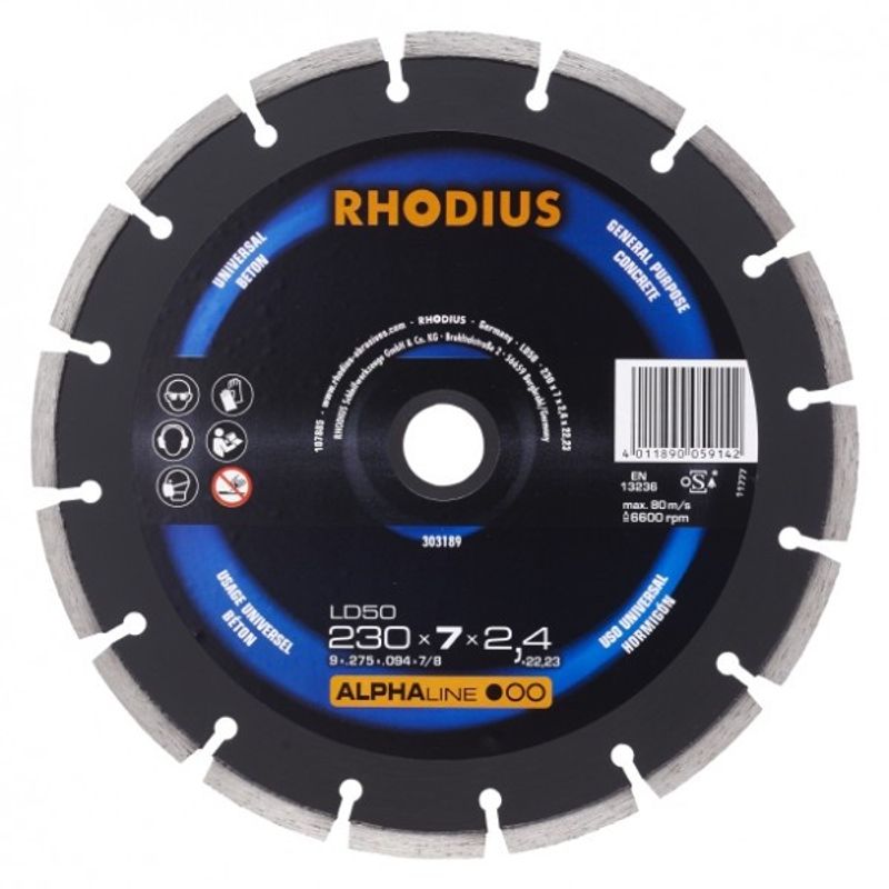 RHODIUS 230x7x2,4mm DIAMANTKAPSKIVA LD50
