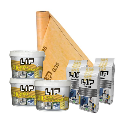 LIP Foliesystem 35 inkluderar 1 g35 Folie, 3 st 2K folielim, 3 st Cement.