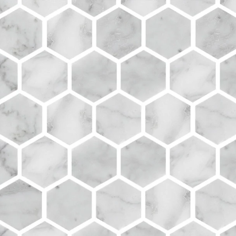 Marmor Hexagon Polerad Vit