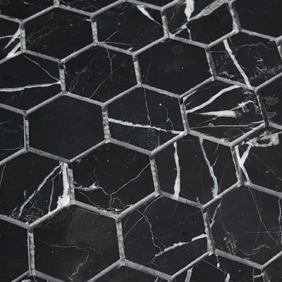 Marmor Hexagon Polerad Svart