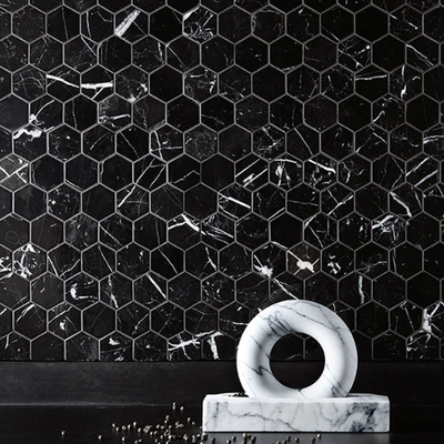 Marmor Hexagon Polerad Svart
