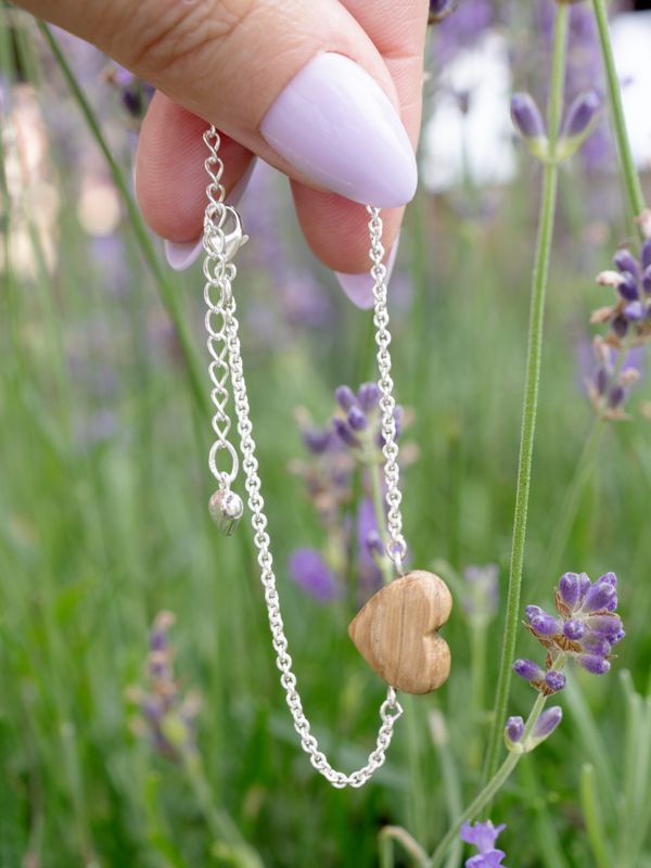 Armband Love - Silver & Trä