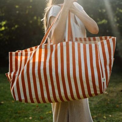 Ekologisk Tygkasse / Tote bag Stor - Orange randig