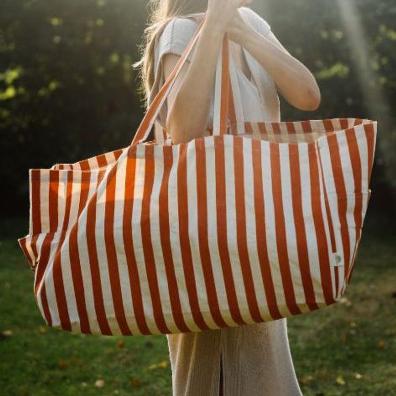 Ekologisk Tygkasse / Tote bag Stor - Orange randig