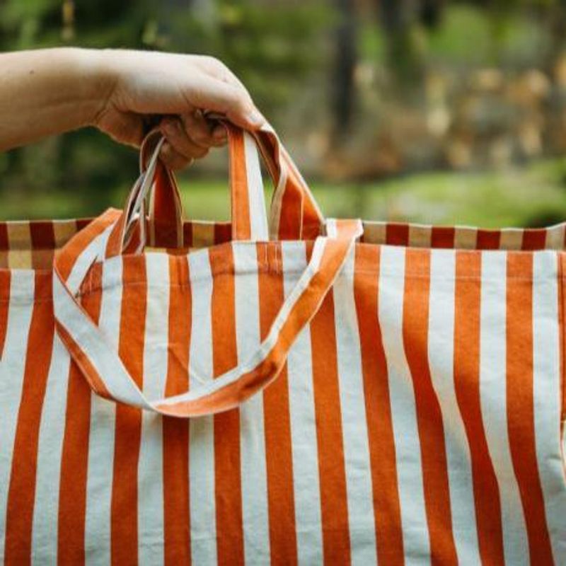 Ekologisk Tygkasse / Tote bag Stor - Orange randig