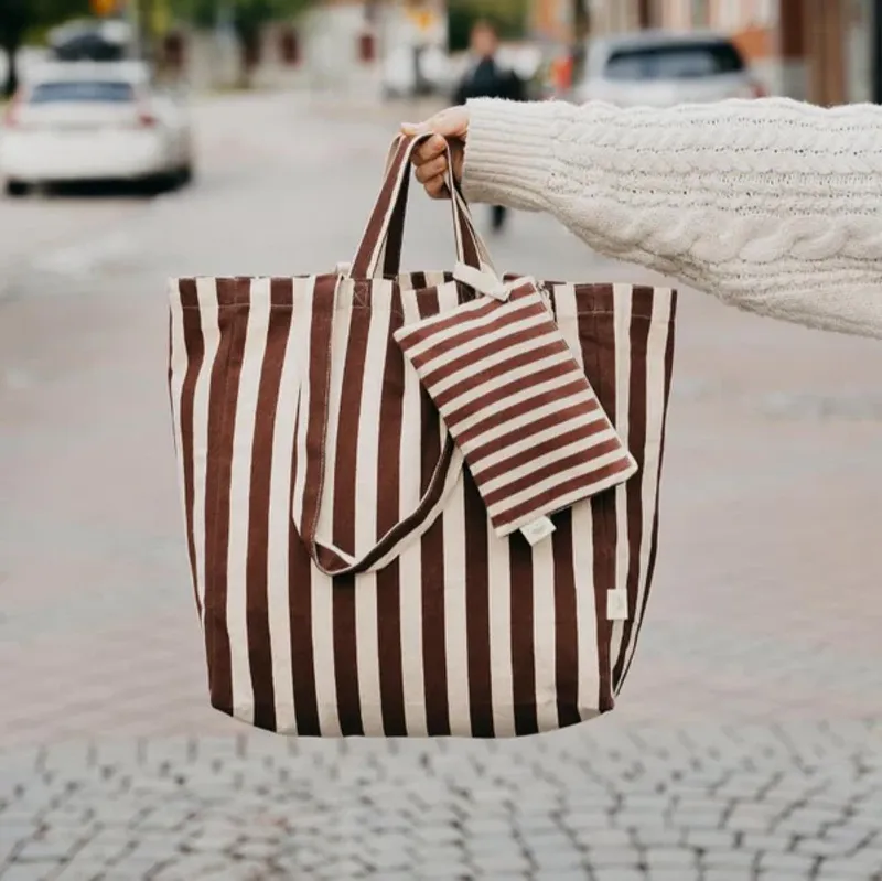 Ekologisk Tygkasse / Tote bag ORIGINAL - Randig BRUN