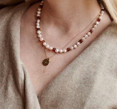 Bärnstenshalsband Pearly Caramel Vuxen